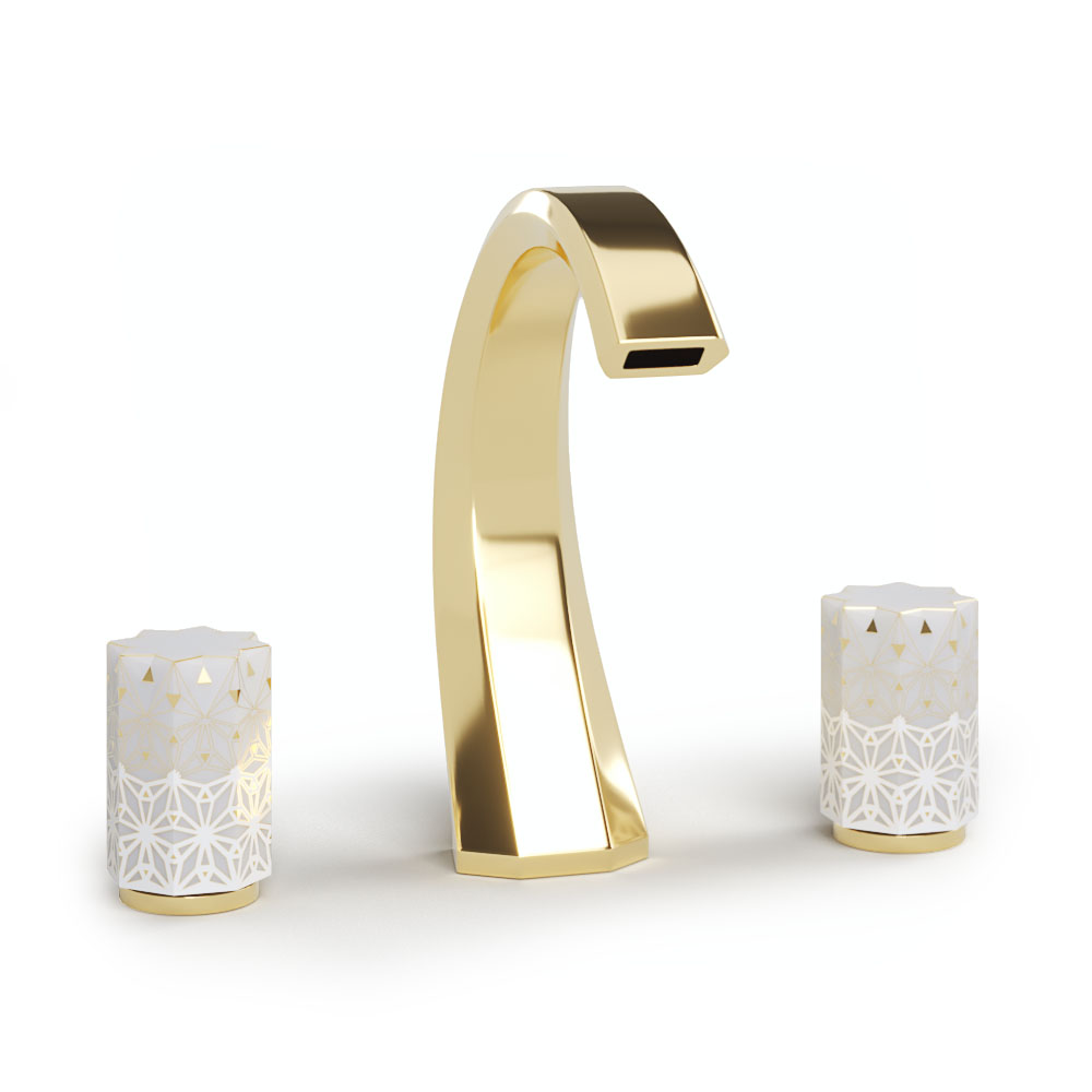 Rim Mounted 3-hole Basin Mixer And Pop-up Waste For Marble